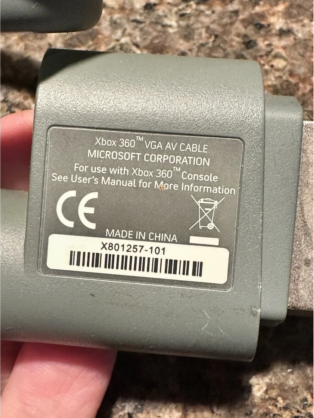 Official Microsoft Xbox 360 VGA AV HD Cable Gold Plated RCA Sound Audio OEM Gray